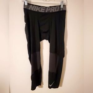 NIKE PRO COMBAT TIGHTS 3/4 PANTS BLACK/GREY SIZE LARGE